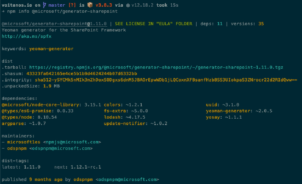 Output from npm INFO