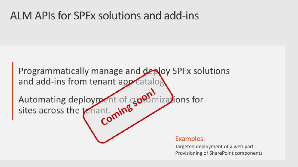 Slide: ALM APIs for SPFx solutions & add-ins