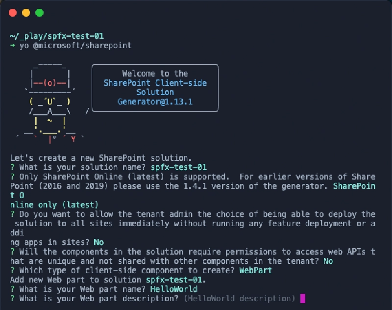 Running the Yeoman generator for the SharePoint Framework Running the Yeoman generator for the SharePoint Framework