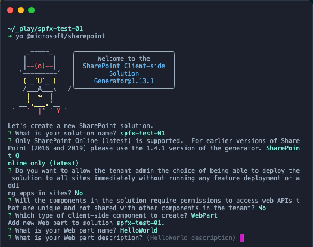 Running the Yeoman generator for the SharePoint Framework Running the Yeoman generator for the SharePoint Framework