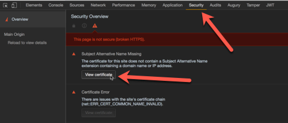 Chrome > Developer Tools > Security Tab > View Certificate
