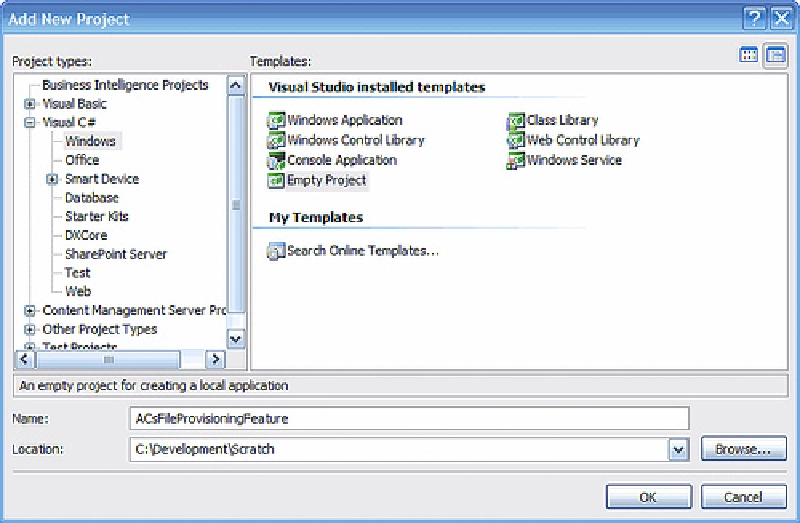 Figure 1: Visual Studio 2005 Add Project Dialog