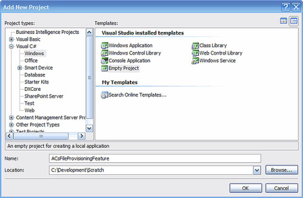Figure 1: Visual Studio 2005 Add Project Dialog Figure 1: Visual Studio 2005 Add Project Dialog