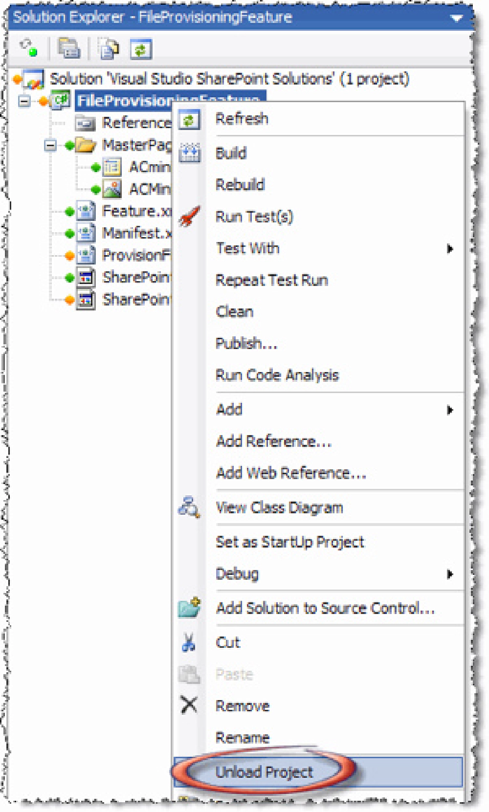 Figure 3: Unloading a project Figure 3: Unloading a project