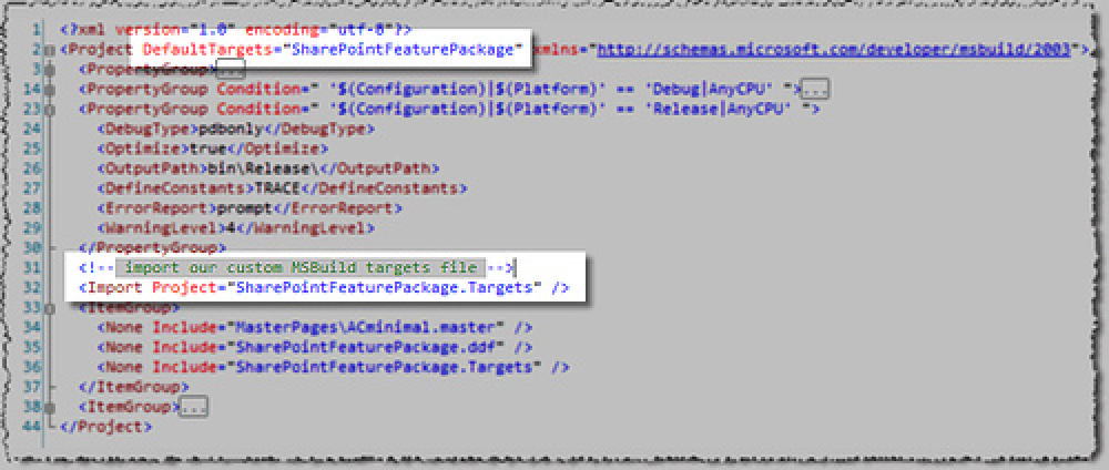 Figure 4: Customized project file (*.csproj) Figure 4: Customized project file (*.csproj)