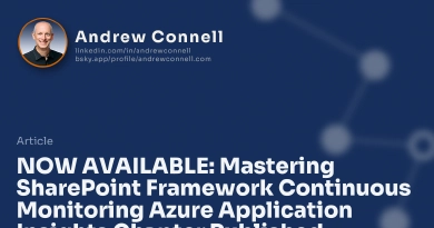 NOW AVAILABLE: Mastering SharePoint Framework Continuous Monitoring Azure Application Insights Chapter Published