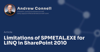 Limitations of SPMETAL.EXE for LINQ in SharePoint 2010