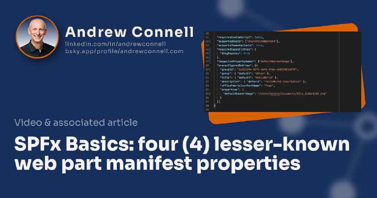 SPFx Basics: four (4) lesser-known web part manifest properties